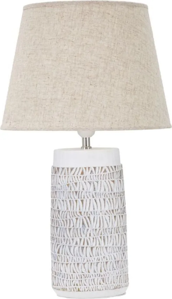 Lampe à Poser Ethnique Nairobi E27 en Bois Blanc Lavé et Marron 60,5 cm