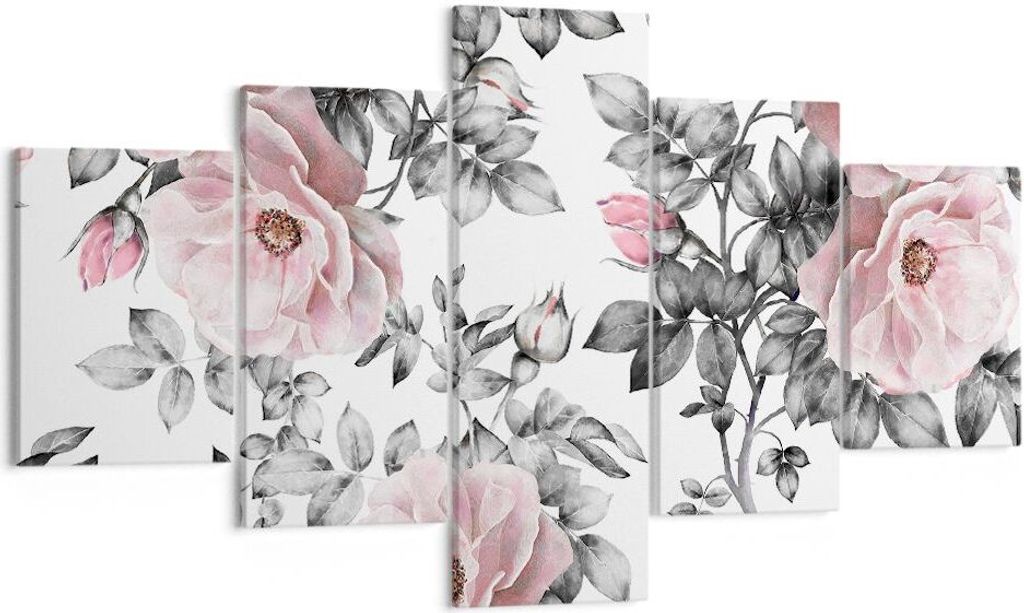 Bild auf Leinwand - Leinwandbild - Blumen Blätter Pflanze Rose - 125x70cm - Wand Bild - Wanddeko - Leinwanddruck - Bilder - Kunstdruck - Wanddekor...