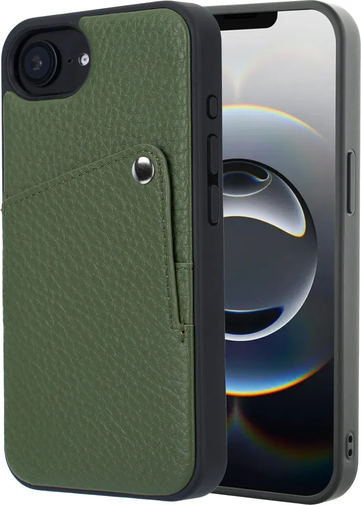 Selencia Riva iPhone 16e Case Sage Green - Professionale con Porta Carte