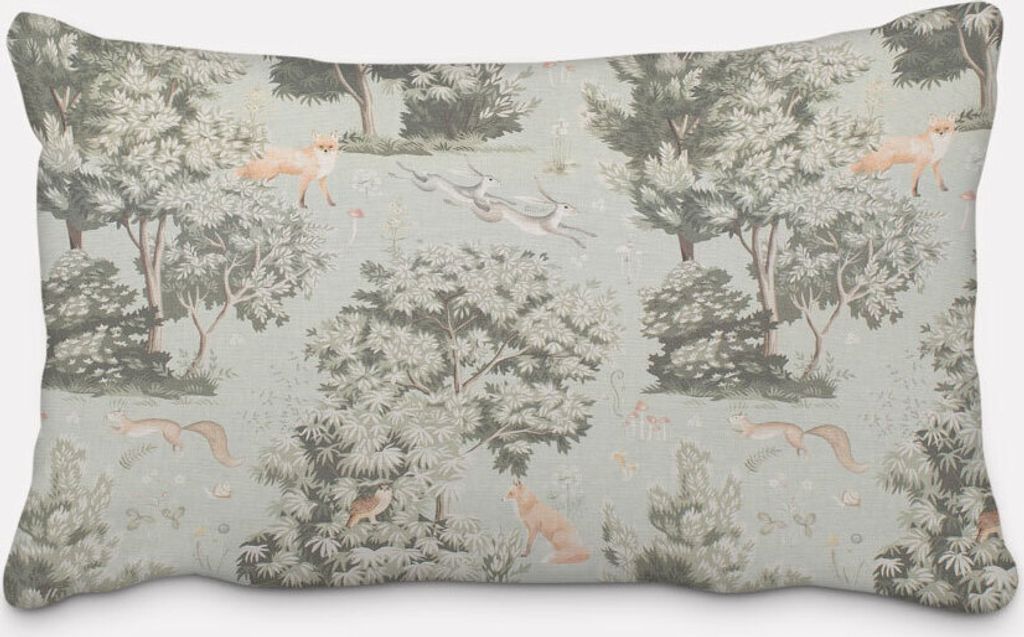 SCHÖNER LEBEN. Kissenhülle aus Baumwolle Bäume Fuchs und Hasen mint Größe 40x60cm (HxB) 40x60cm (HxB) Größe