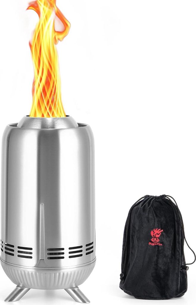 XL tragbare Feuerstelle auf Tisch 305 cm Tischplatte rauchfreie Feuerstelle mit Tragetasche rauchfreier Außenofen betrieben mit Pellets oder Holz ...