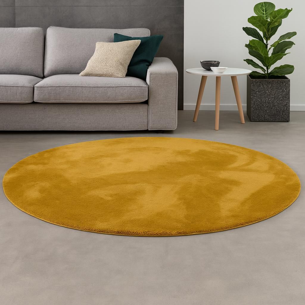 Luxus Super Soft Kunstfellteppich Pearl Curry Rund, Produktbild 