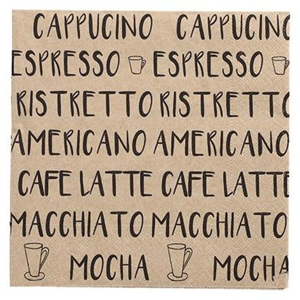 PAPSTAR Servietten 3-lagig, 33x33 cm natur, "Coffee Specialities" | Folie (20 Stück)