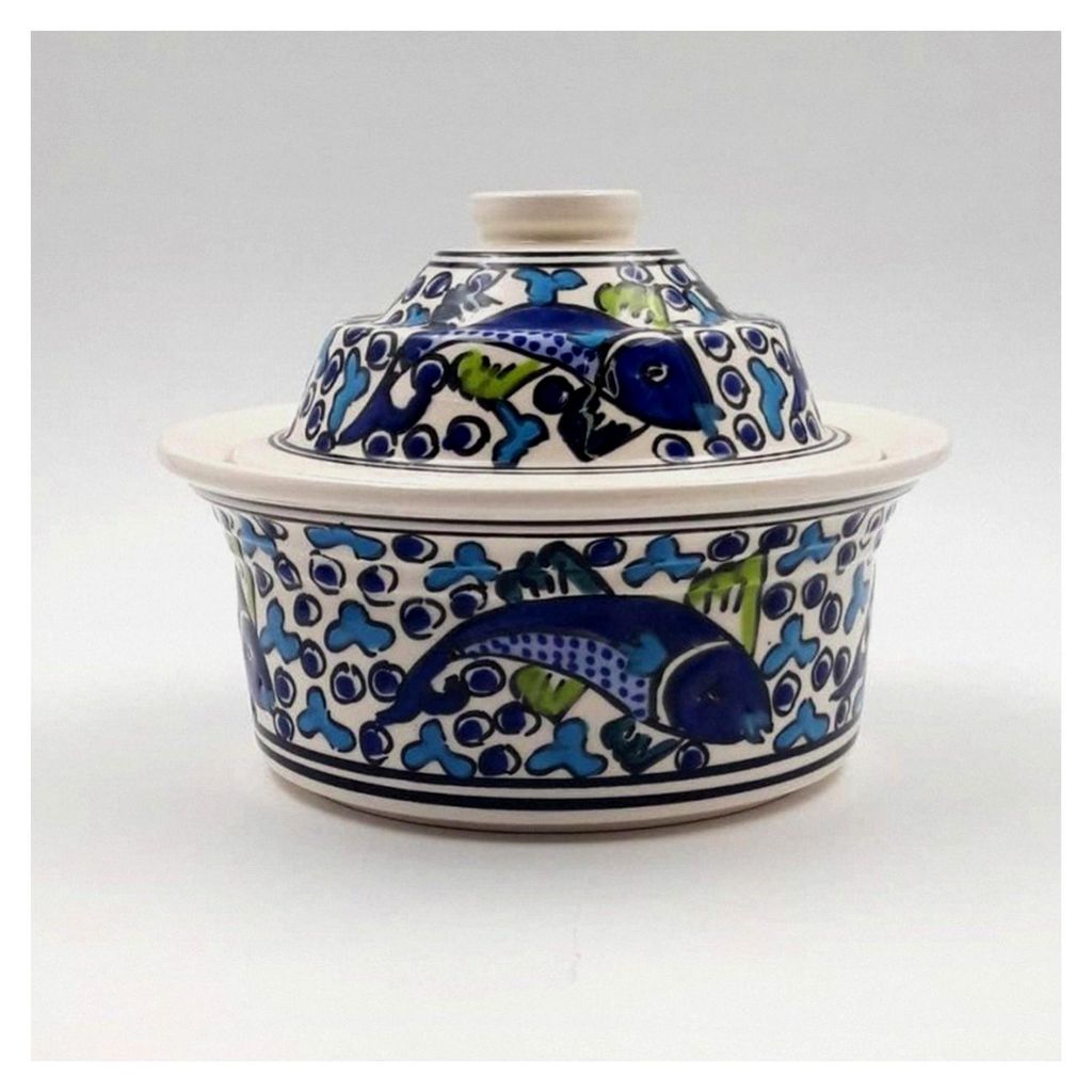 Schmortopf mit blauen Fischen, Durchmesser 20 cm
