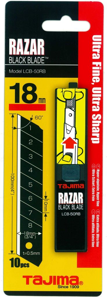 Tajima Ersatzklingen Razar Black 18 mm Klingen 10 Stück Immagine del prodotto 