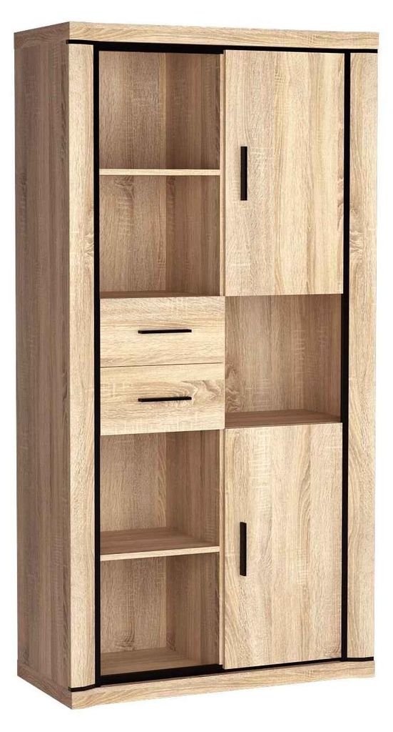 Masseno Buchregal MALAGA,Ideal für Büro, Wohnzimmer oder Lesezimmer, Stil Modern, 97x45x192 cm, Ausführung Matt, Sonoma Eiche