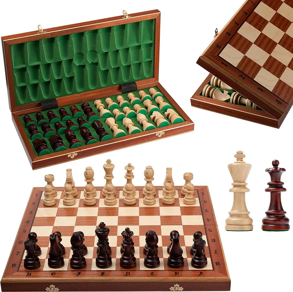 Échiquier pliant professionnel 50 cm bois acajou - Grand modèle n°7