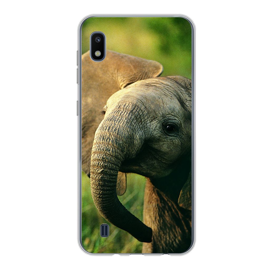 MuchoWow Handyhülle Schutzhülle Hülle für Samsung Galaxy A10 Elefant - Grün - Tiere - Natur Silikon Softcase Handy Hülle - Schutzhülle