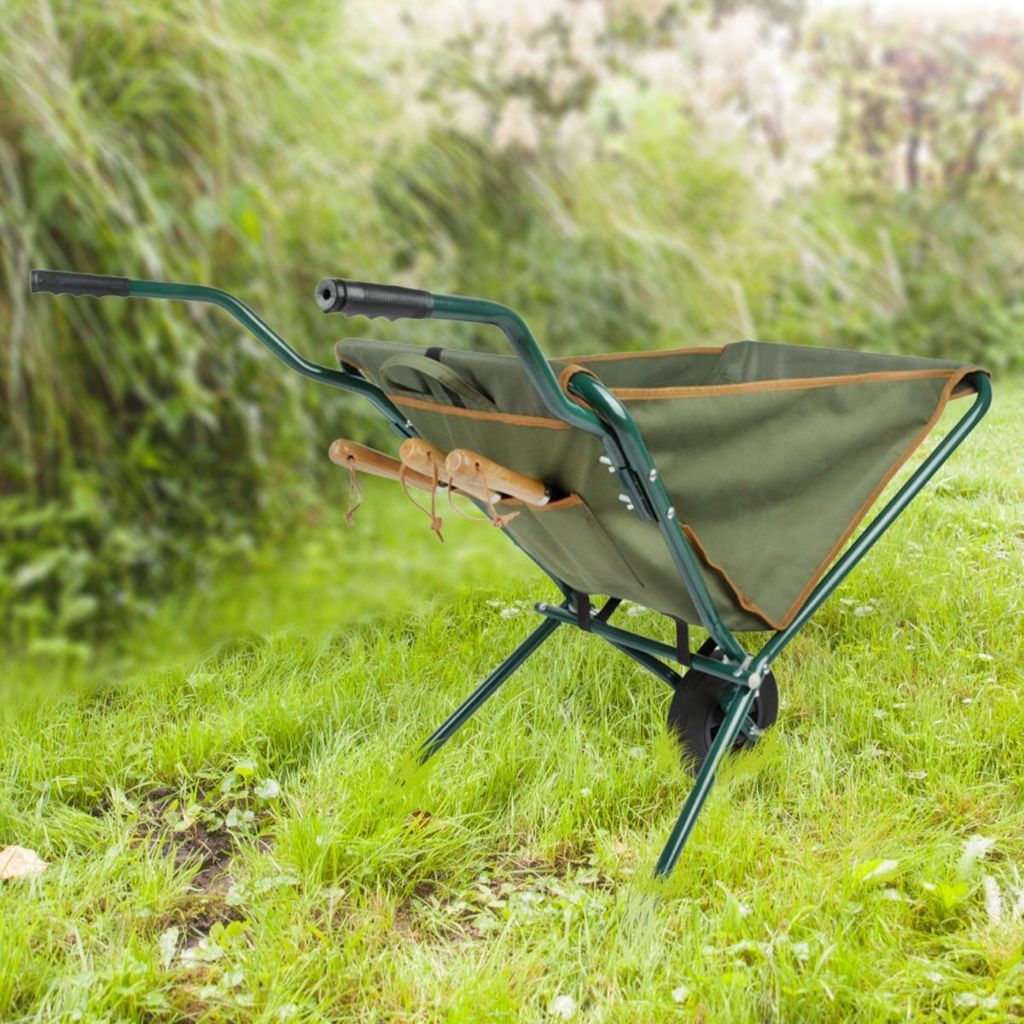 Gartenschubkarre in Grün, Faltbar, Schubkarre | Eisen, Nylon, Grün | H 73,2 x B 69,0 cm