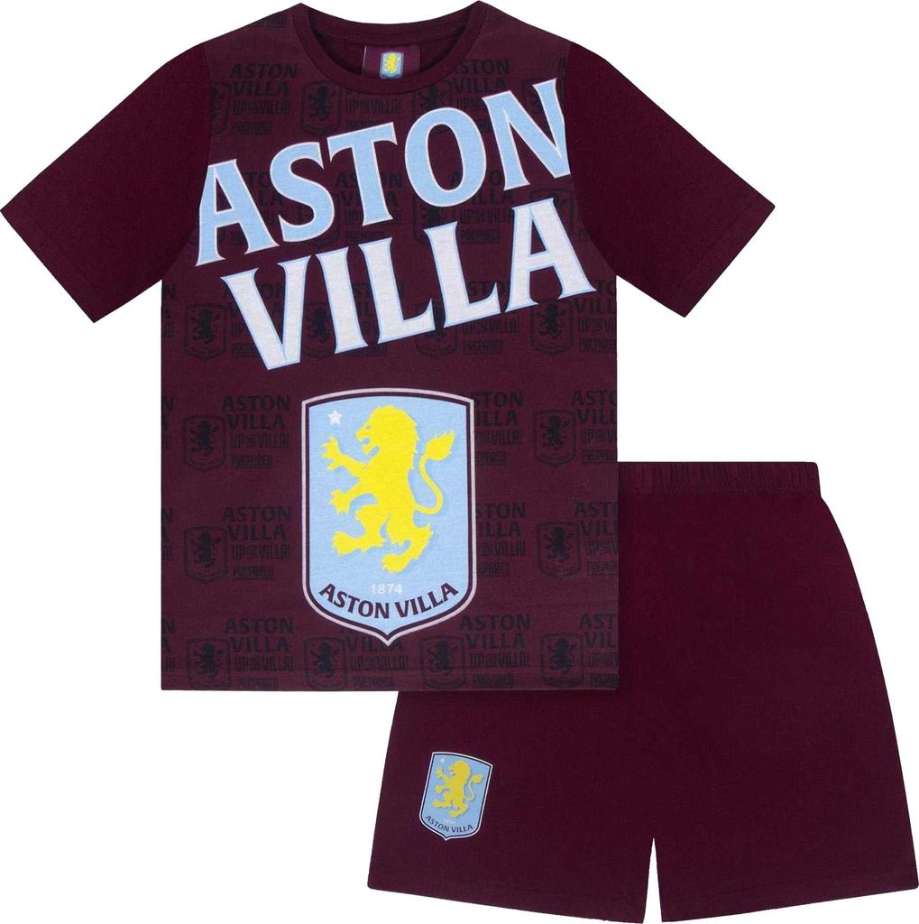 Aston Villa FC - Schlafanzug mit Shorts für Jungen GF1292 (146) (Rotwein)