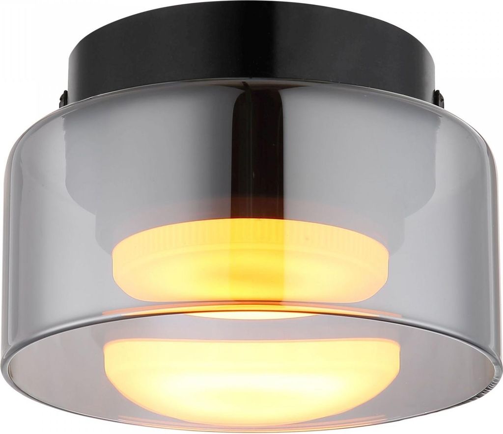LED Deckenleuchte, Rauchglas, schwarz, D 13 cm