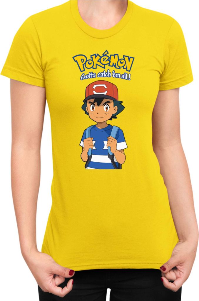 Damen T-Shirt Japan Manga Anime Comics Pokemon 016, Lady XL / Gelb