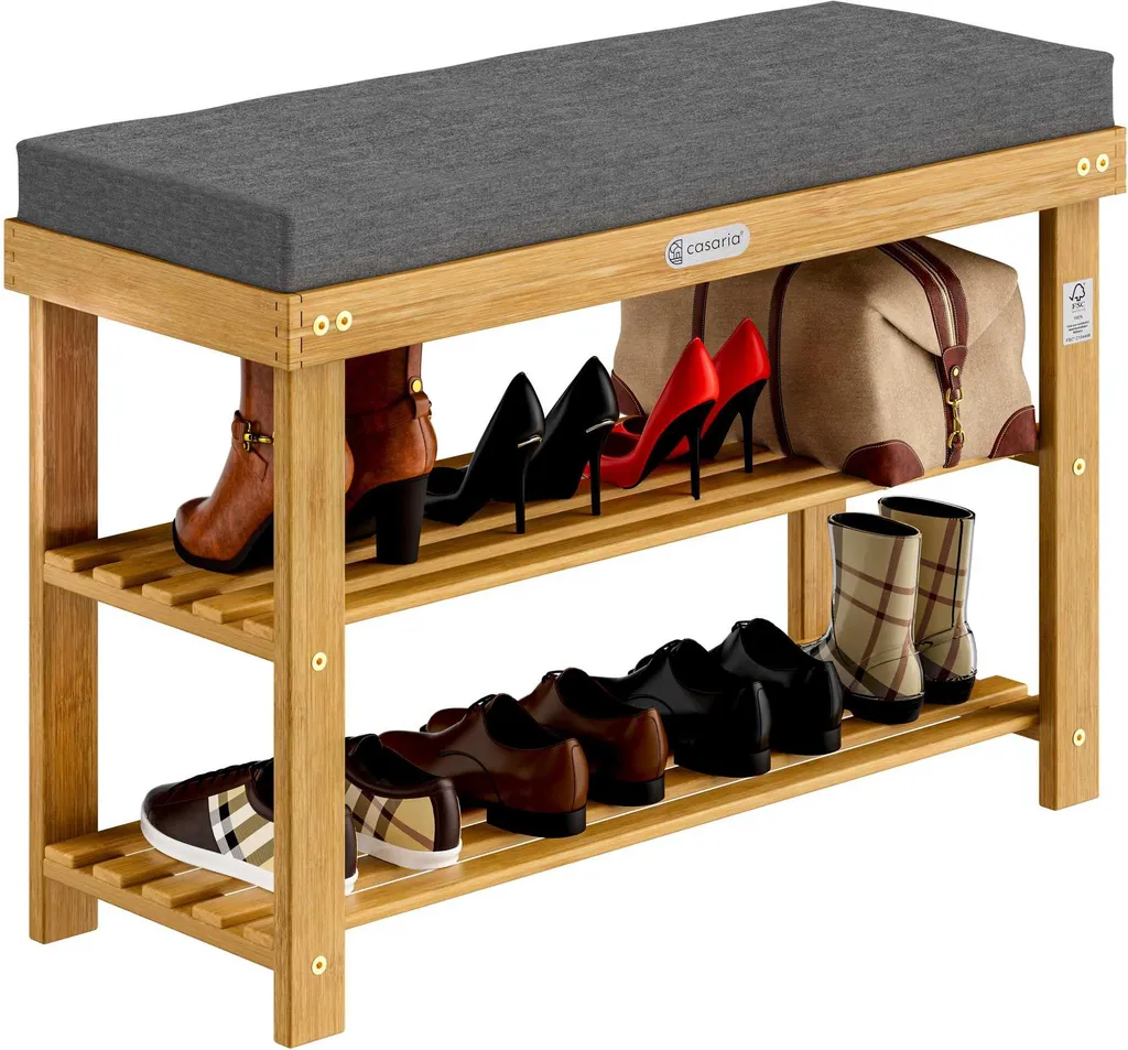 Gagnez de la place avec ce banc à chaussures compact en bois d'acacia