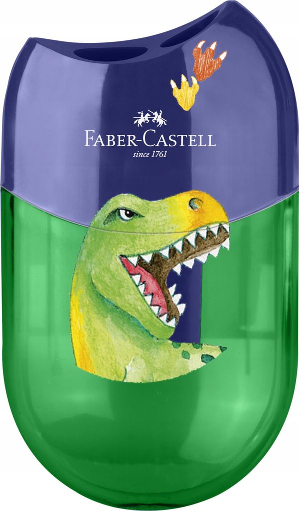 FABER-CASTELL Doppelspitzdose "Dino" grün/blau