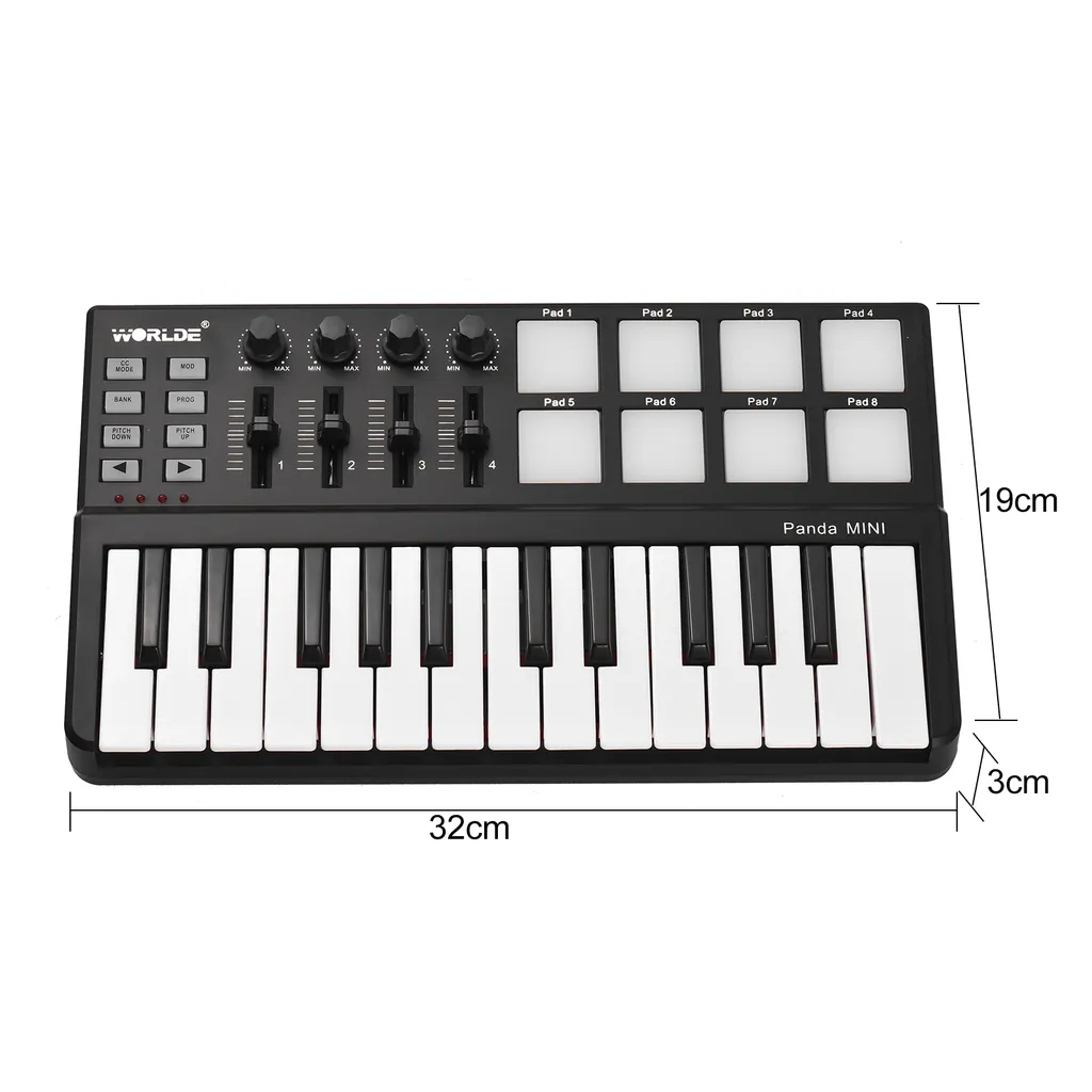 WORLDE Panda mini Clavier MIDI USB Compact pour Optimiser Petit Studio