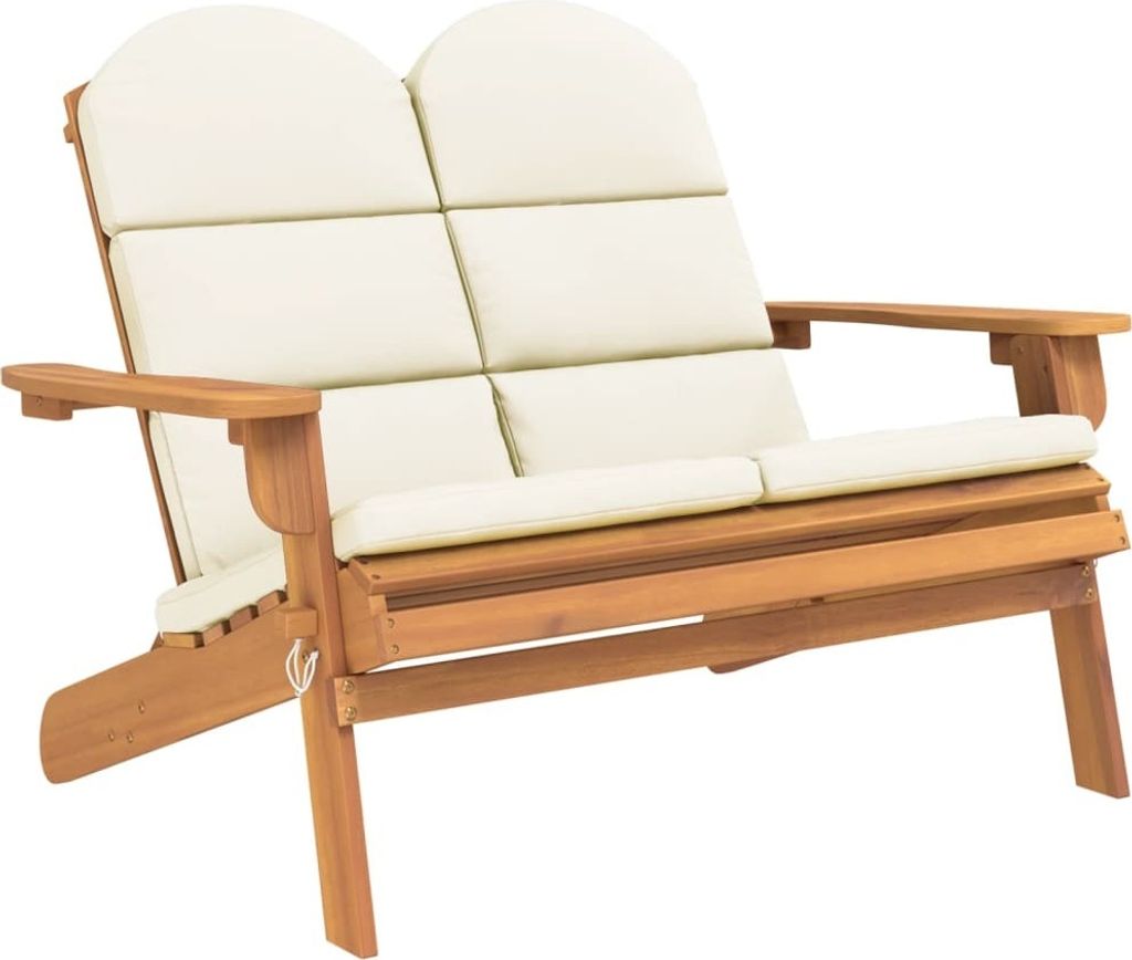 Adirondack-Gartenbank mit Kissen 126 cm Massivholz Akazie