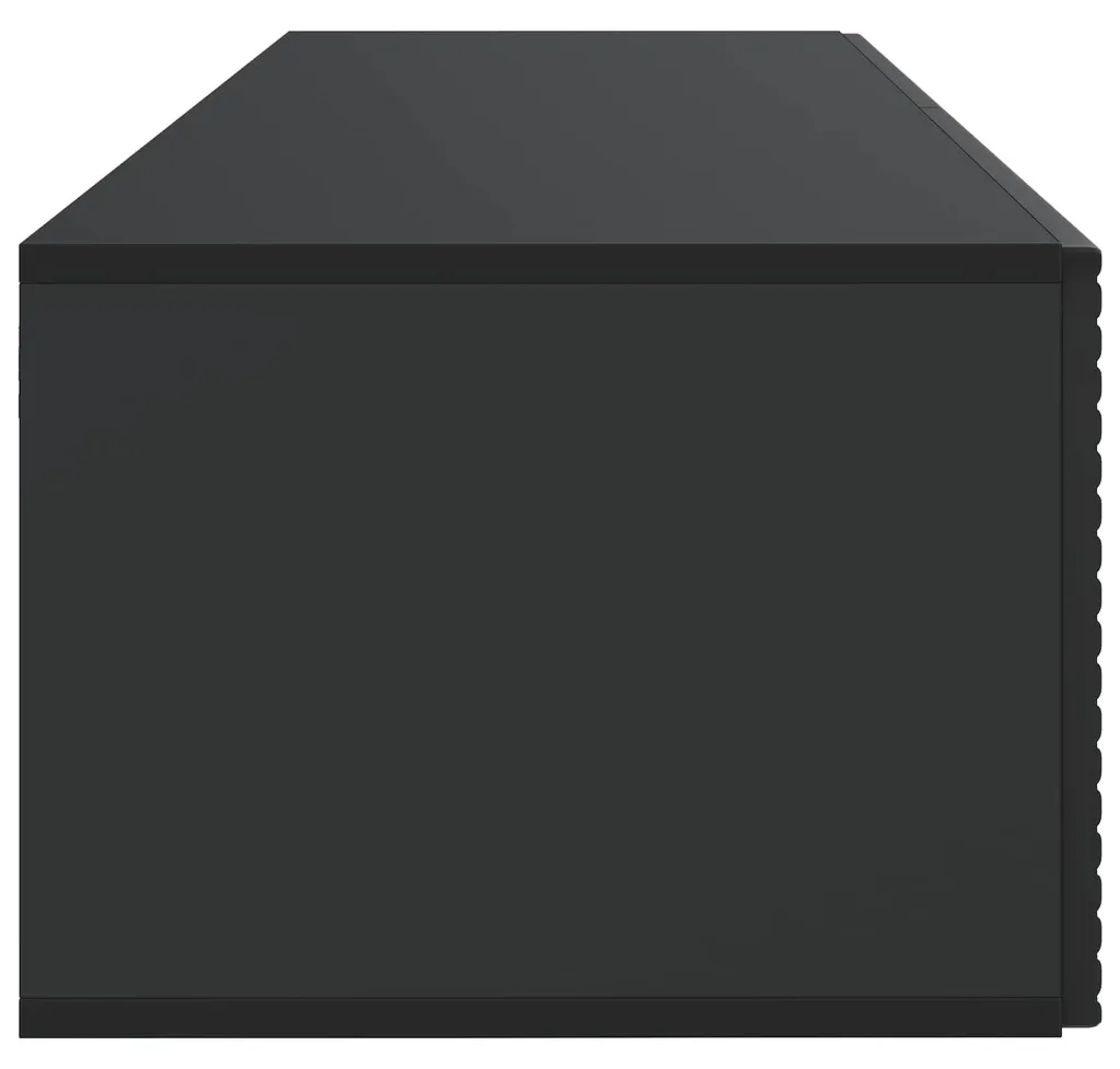 Meuble TV mural noir compact 98 cm en panneau robuste avec rangements