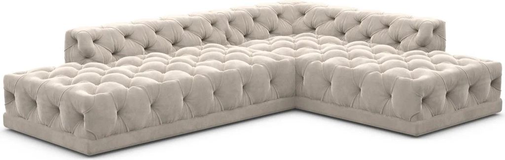 Samtstoff L-Form Lounge Sofa Meliva Sand Rechts