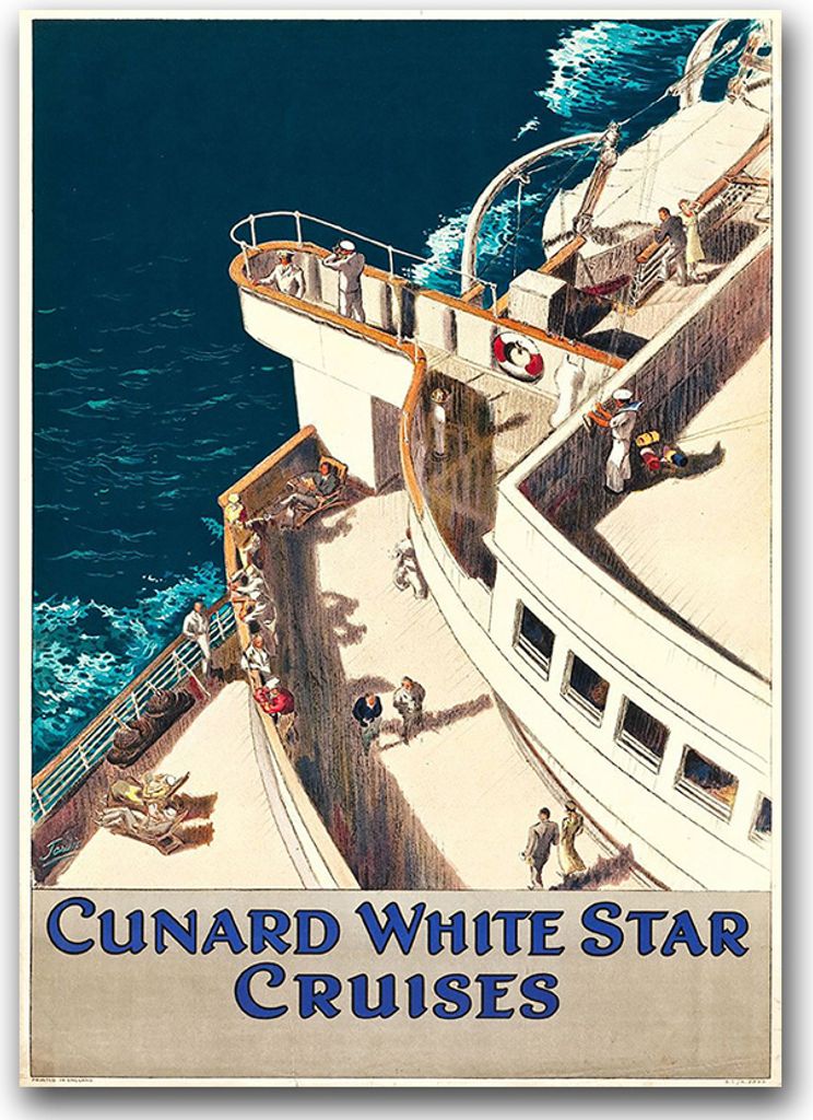 Poster - Canvas - Leinwand - 59,4 cm x 84,1 cm - Fotoposter - Leinwandkunst - Cunard White Star Cruises