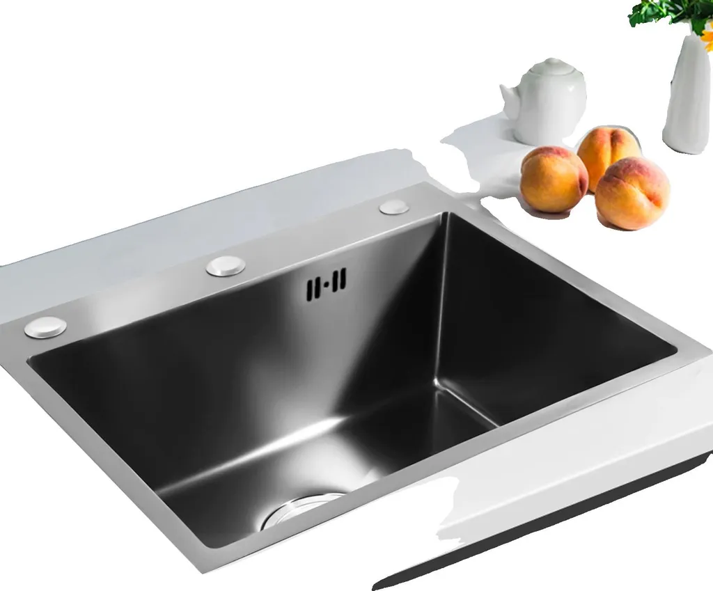 Lavello Cucina 1 Vasca Acciaio Inox AISI 304 - Scarico Rapido Antigraffio