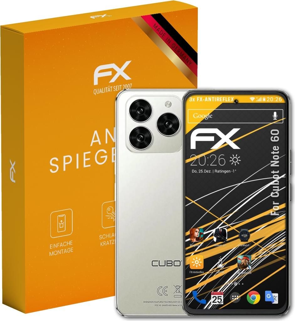atFoliX FX-Antireflex 3x Schutzfolie kompatibel mit Cubot Note 60 Displayfolie