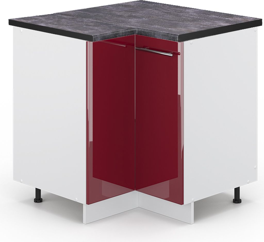 Eckunterschrank Vicco Fame-Line Bordeaux Hochglanz 80.5 cm , AP Anthrazit, Model 45774