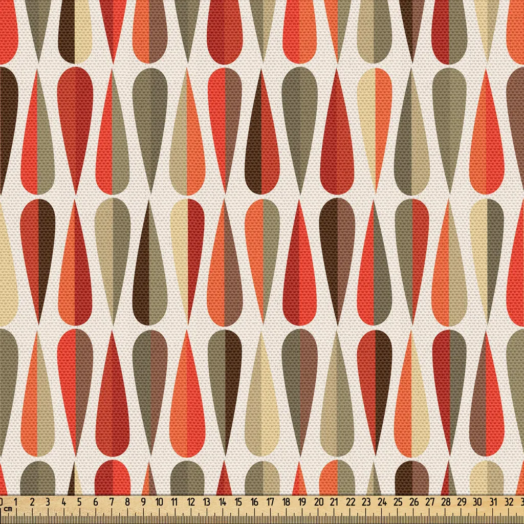 Tissu pour rideaux et coussins vintage 3m motif géométrique rétro