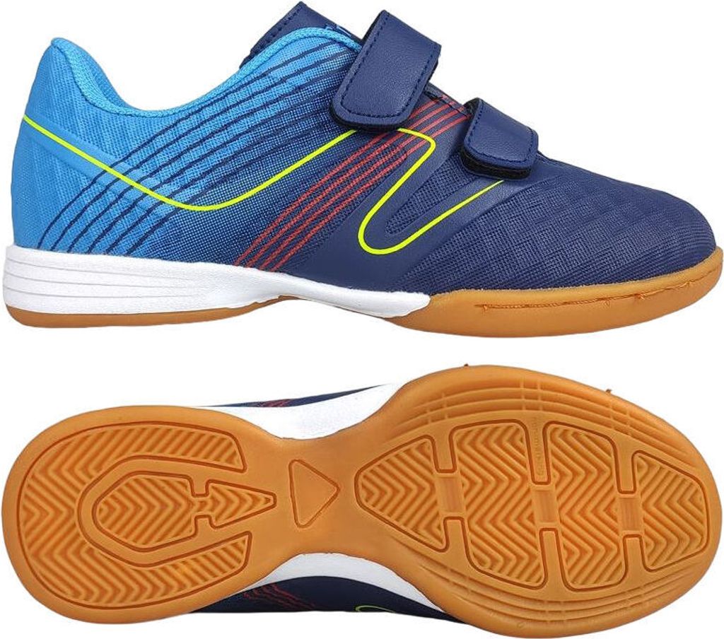 Jungen Herren Fußballschuhe Klettverschluss Indoor Hallenschuhe Kiros Blau Gr.40