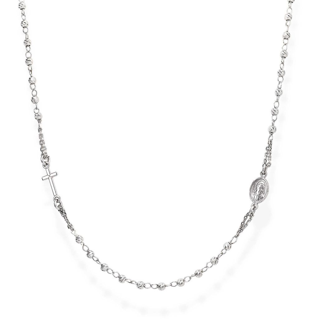Linea Italia Rosenkranz-Halskette Aus 925er Sterlingsilber – Mit Kreuz & Medaille, Made In Italy