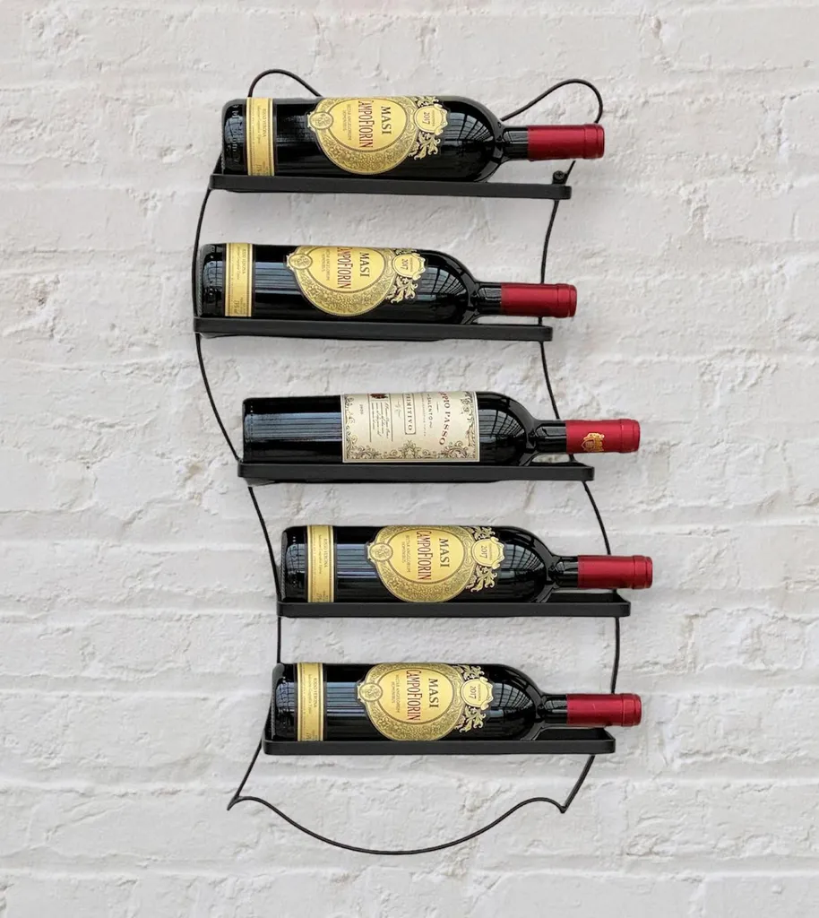Support mural pour bouteilles de vin noir idéal pour petits espaces déco - 6