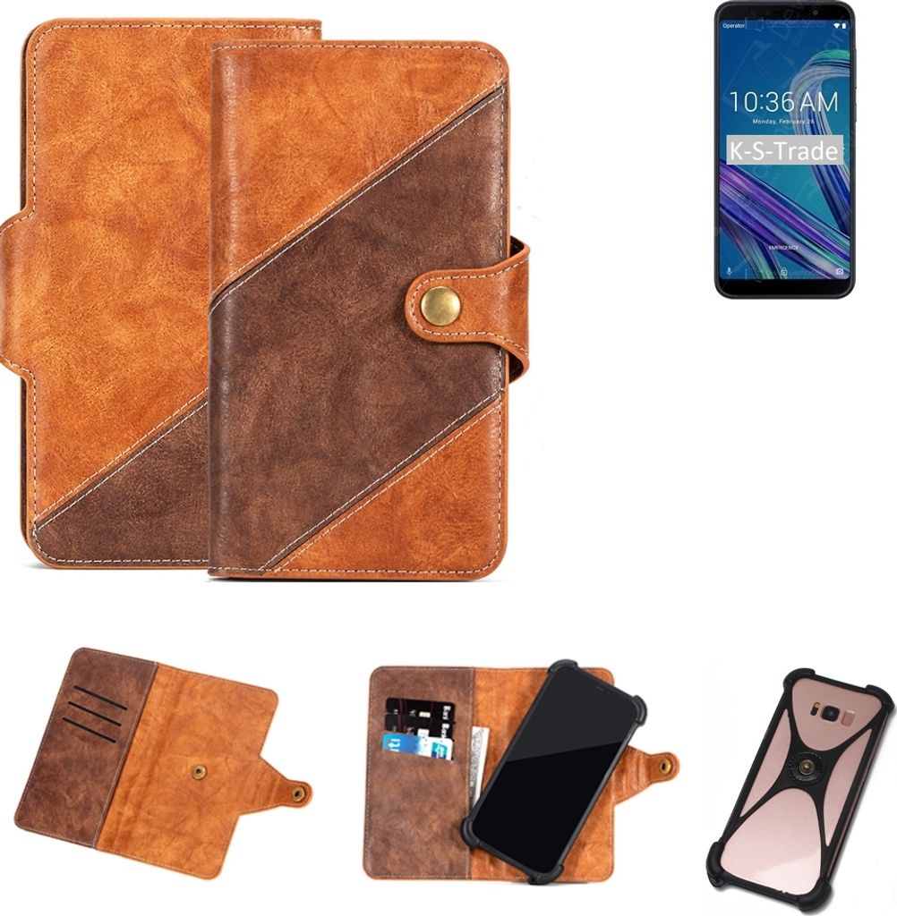 K-S-Trade Handy-Hülle Schutz-Hülle Bookstyle Case Wallet-Case kompatibel mit Asus ZenFone Max Pro (M1) Handy Cover Bumper Kantenschutz Smartphone