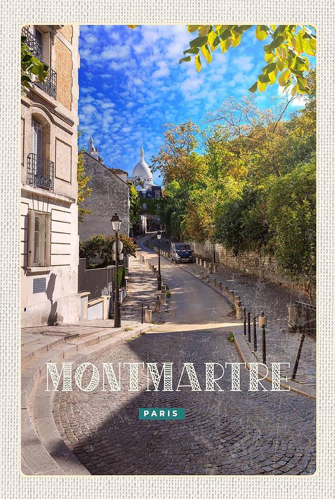 vianmo Holzschild 18x12 cm Montmartre Paris Architektur Geschenk Bildmotiv Reisemotiv Abenteuer Reisen