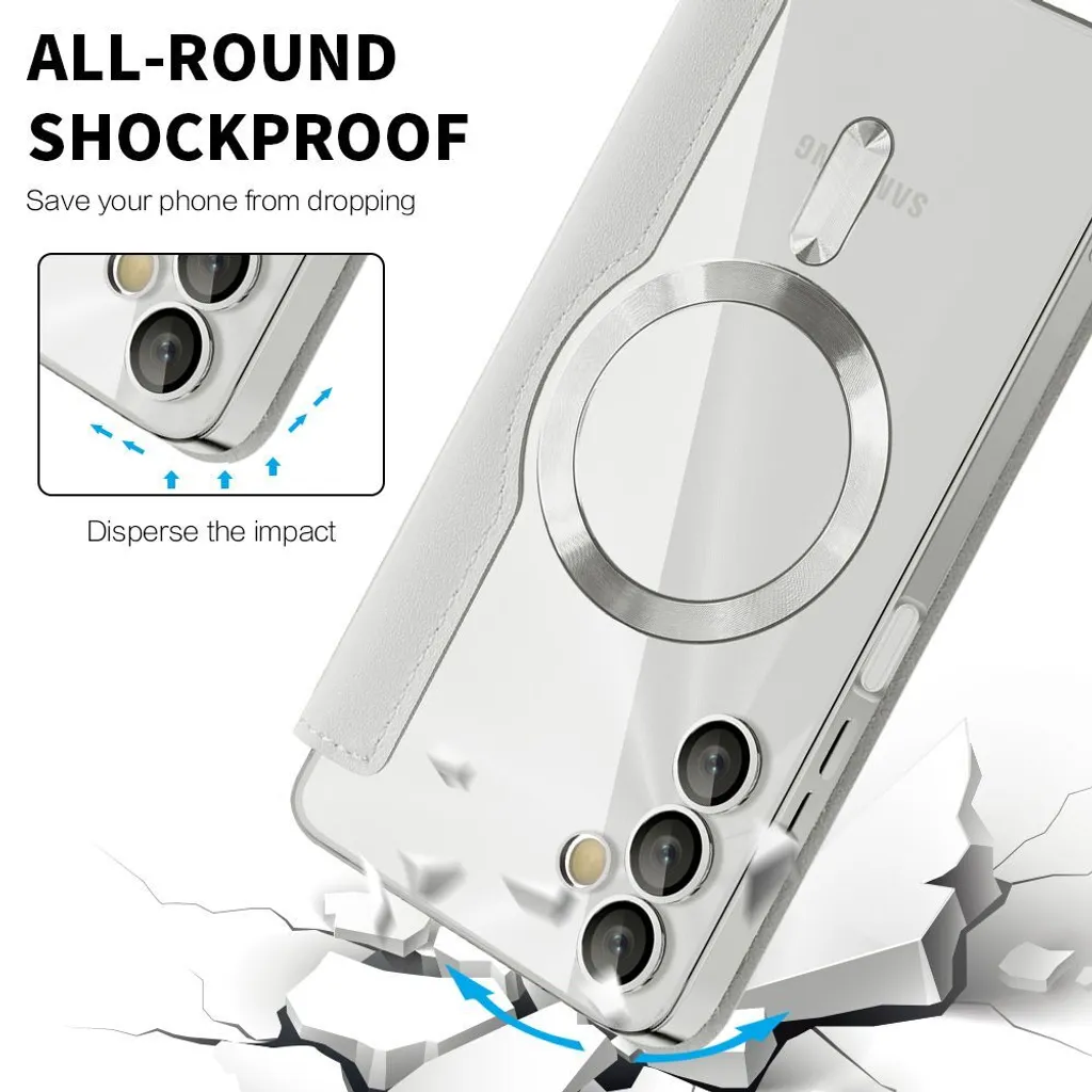 Cover Samsung A05S Anti-Caduta con Portacarte e MagSafe Argento - 8