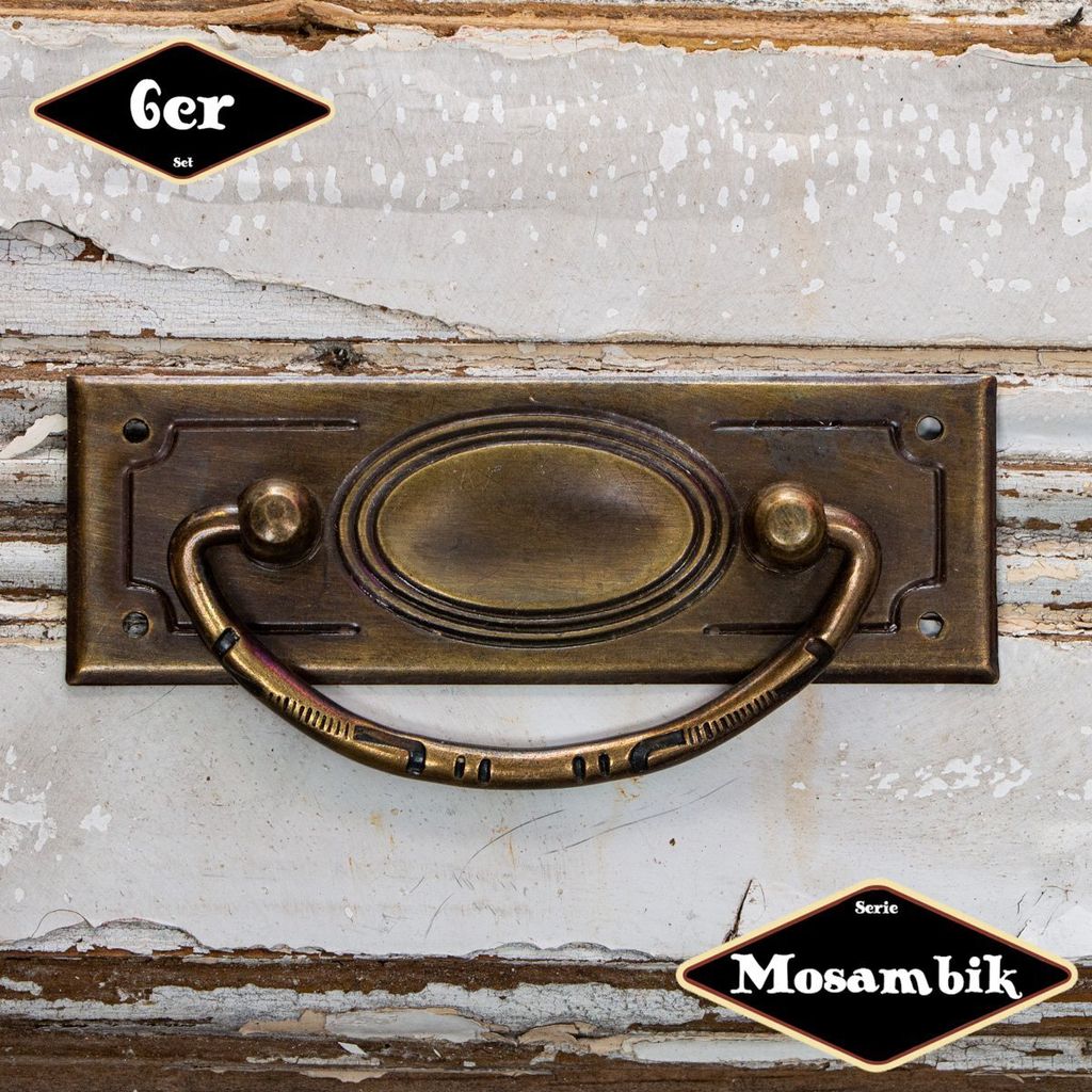 Schubladengriff,Serie "Mosambik",6er Pack | Eisen in Messing pat. | H4,0xB9,2cm