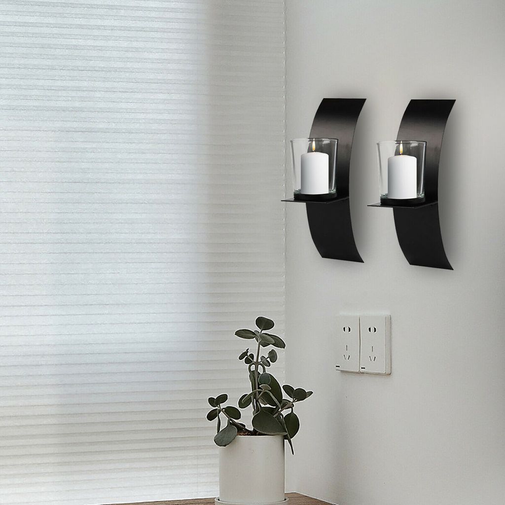 2 kusy Kovový svícen Svícen Skleněný hrnek Home Black Obrázek produktu 