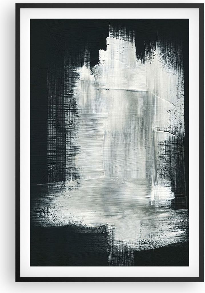 Gerahmtes Poster - Schwarzer Rahmen - Abstraktion Schwarz Weiß - 61x91,5 cm - Wand Bild - Wanddeko - Wandbilder - Wandposter - Bilderrahmen - Bild...