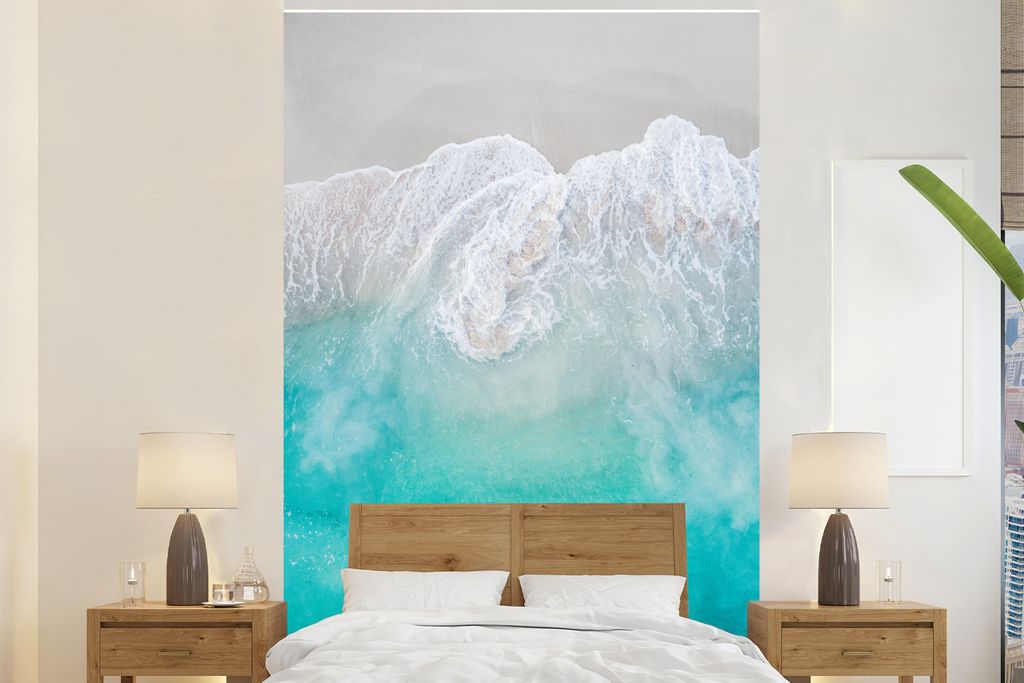 MuchoWow Fototapete für Wohnzimmer oder Schlafzimmer Wandtapete Vinyl Motivtapete Meer - Wellen - Abstrakt - 155x240 cm - Tapete