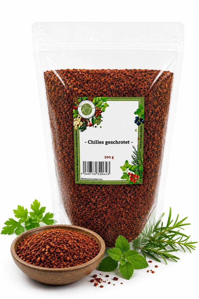 K T 500 g Chilies geschrotet ohne Kerne Chilischoten grob Produktbild 