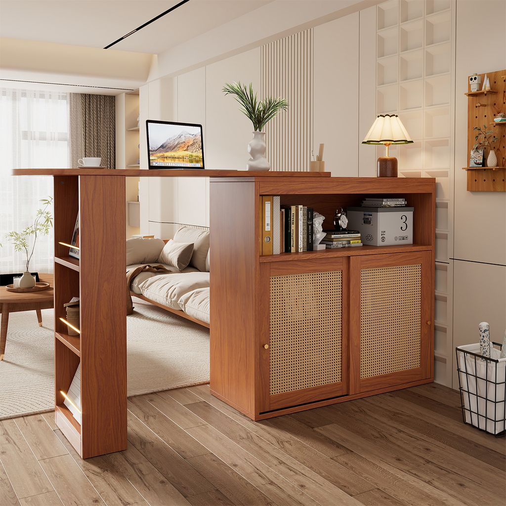 Bartisch mit Stauraum Ausziehbarer Bistrotisch verstellbare Ablagen Stehtisch Kücheninsel Hochtisch klein Küchentisch 138-193×39×104cm