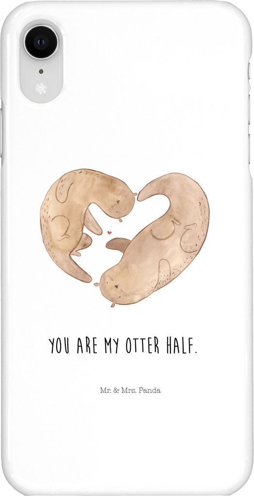 Mr. & Mrs. Panda Iphone XR Handyhülle Otter Herz - Weiß - Geschenk, Premium Kunststoff, Handy Case, Große Liebe