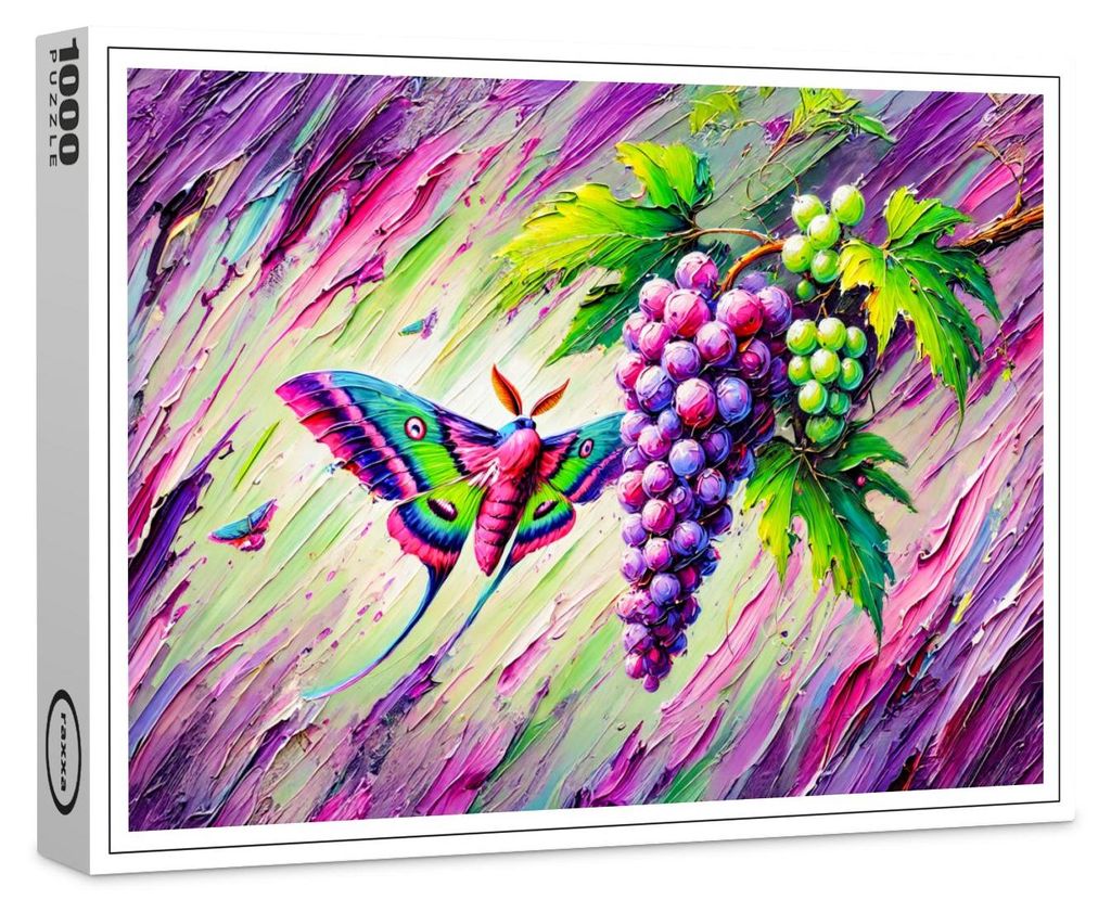 raxxa Premium-Puzzle "Wine Hawk-Moth Among Grapes in Oil Paintings", 1000 Teile