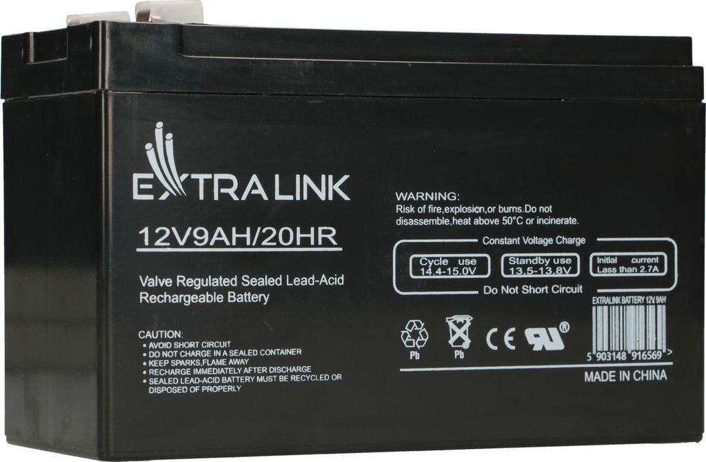 Batteria AGM 12V 9Ah, senza manutenzione, Extralink Immagine del prodotto 