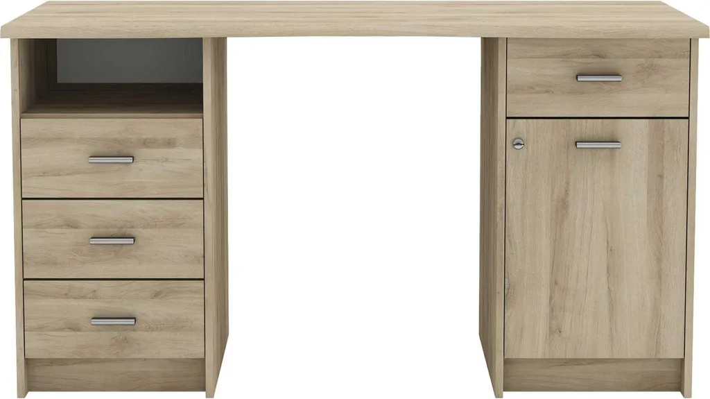 Bureau Moniek-Kronberg en chêne avec finition artisanale et rangements