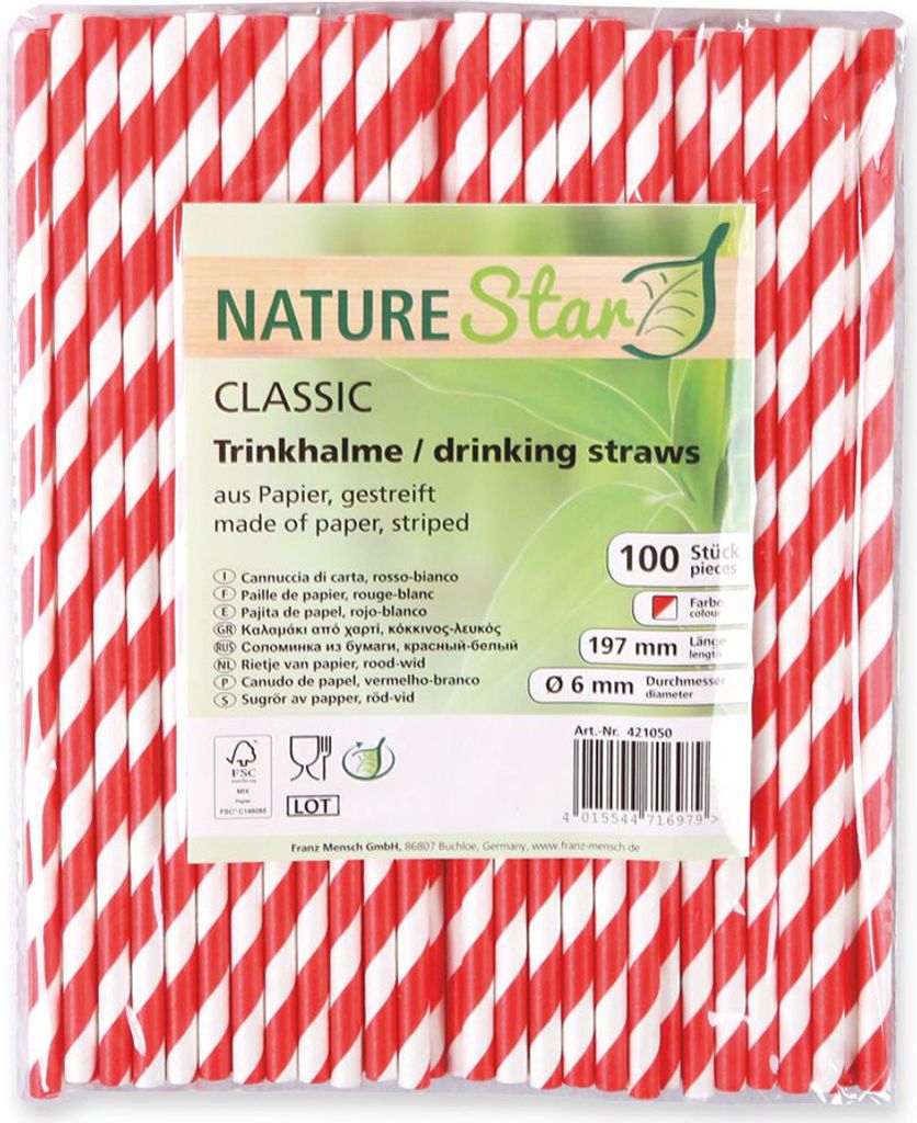 NATUREStar 421070Papiertrinkhalme Classic grün/weiß Immagine del prodotto 
