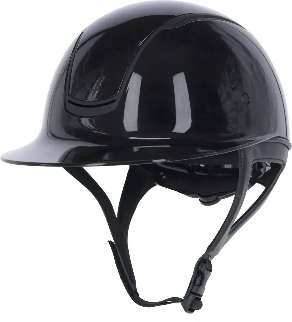 Casque d'Équitation à Large Visière Polo Noir Laqué Covalliero Eclipse