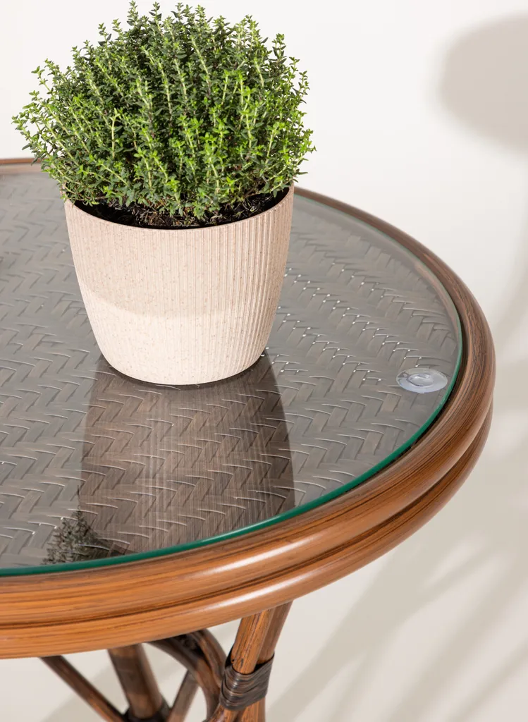 Petite table Sagrestable Ø60cm marron - Plateau effet bois résistant - 10