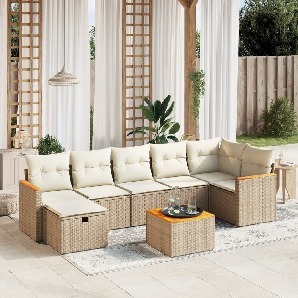 Maison Exclusive - 8-tlg. Garten-Sofagarnitur mit Kissen Beige Poly Rattan