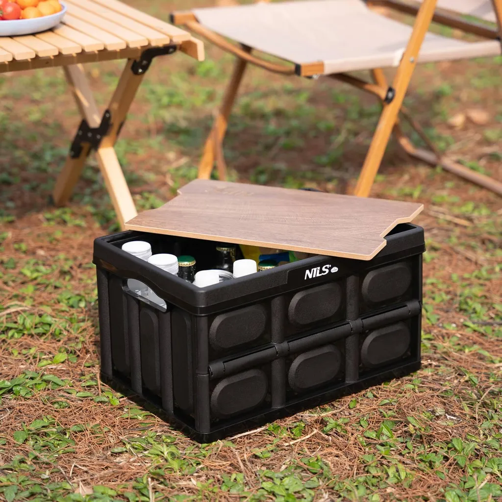 Boîte de rangement camping 20L pliable, organiseur coffre multifonction