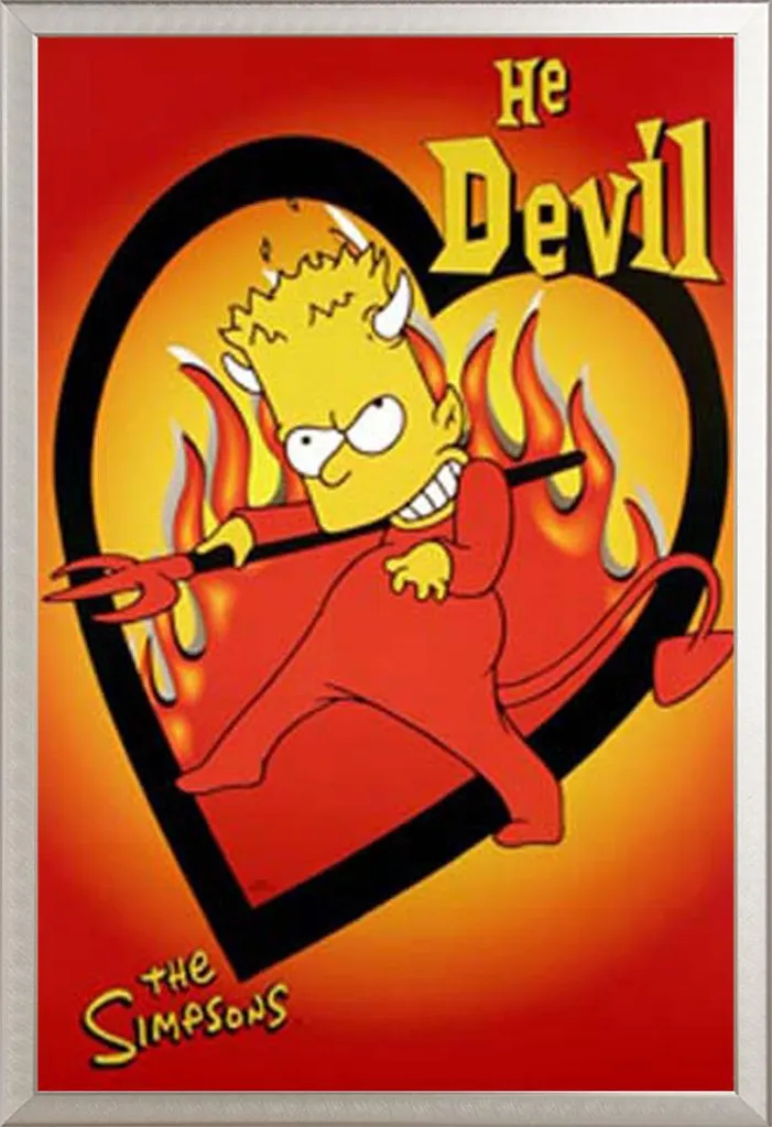 Poster The Simpsons He Devil cadre alu argenté Shinsuke Maxi
