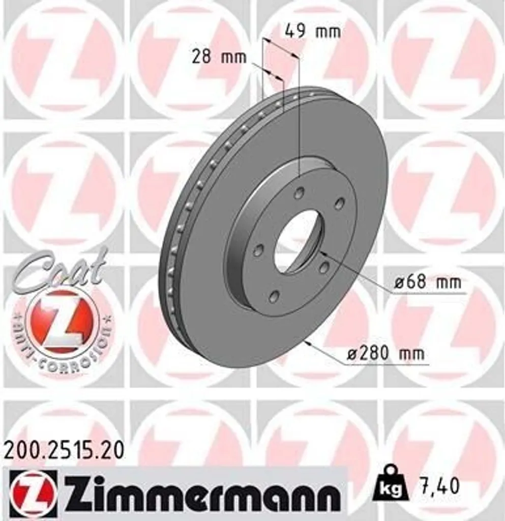 Disque de frein anti-vibration Zimmermann pour Nissan Almera et Maxima